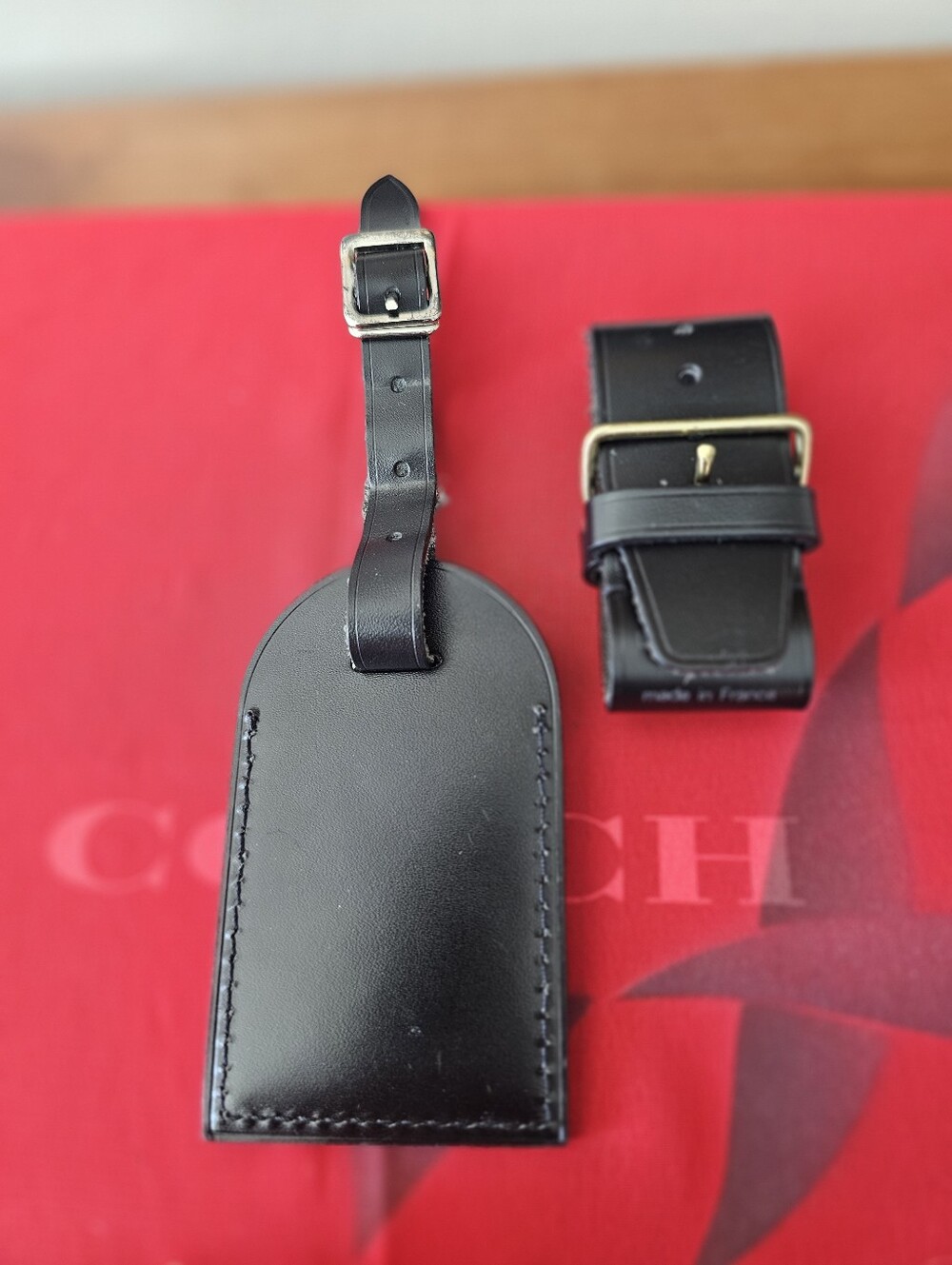 💯 AUTHENTIC LOUIS VUITTON LEATHER LUGGAGE TAG WITH POIGNET - Picture 3 of 3